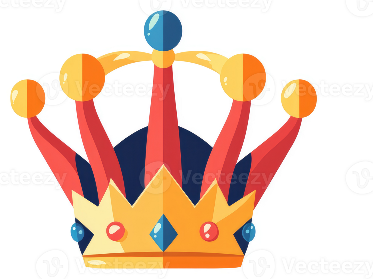 A colorful jester's crown with playful points. png