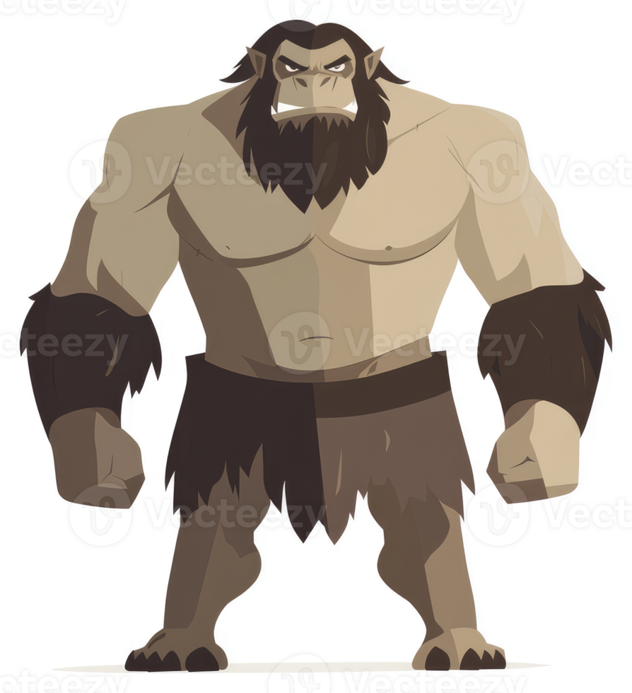 A powerful, hairy, and intimidating illustration of a mythical creature. png