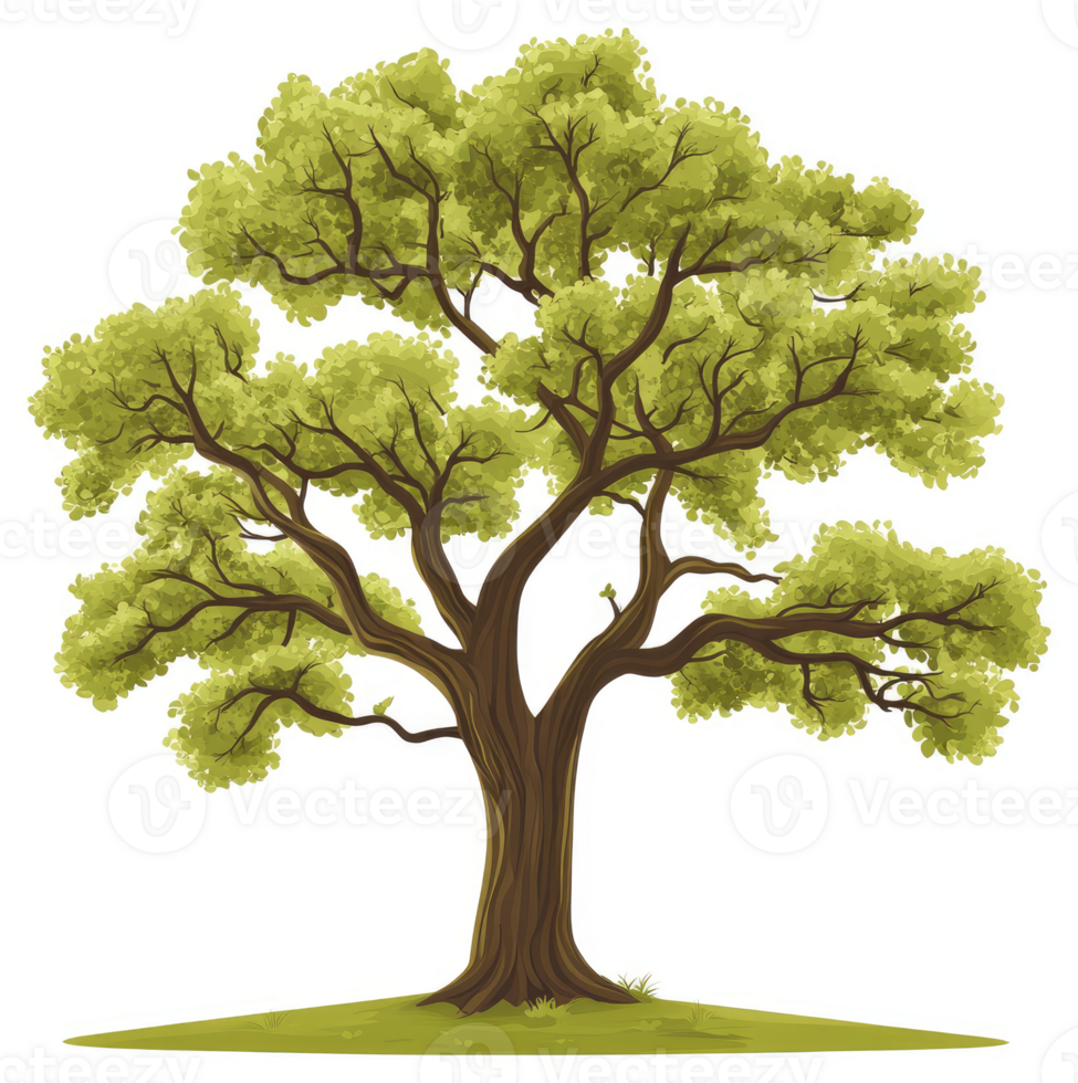 A lush and vibrant illustration of a full-grown deciduous tree. png