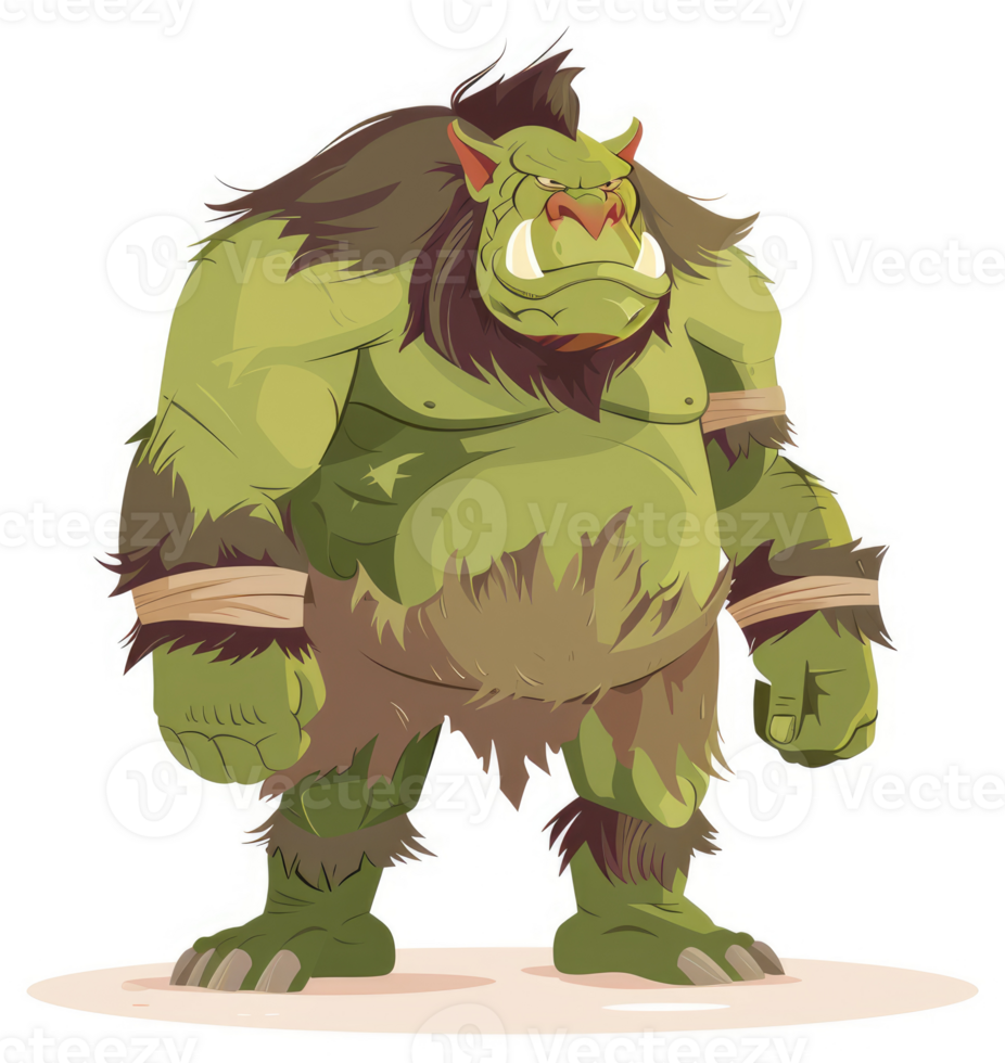 A ferocious cartoon ogre with a menacing expression. png
