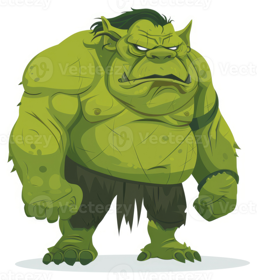 A fierce green ogre with a menacing stance. png