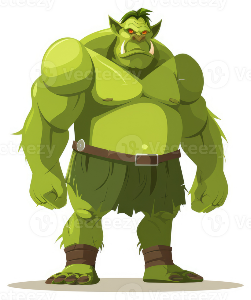 A fierce green ogre with menacing features stands tall. png
