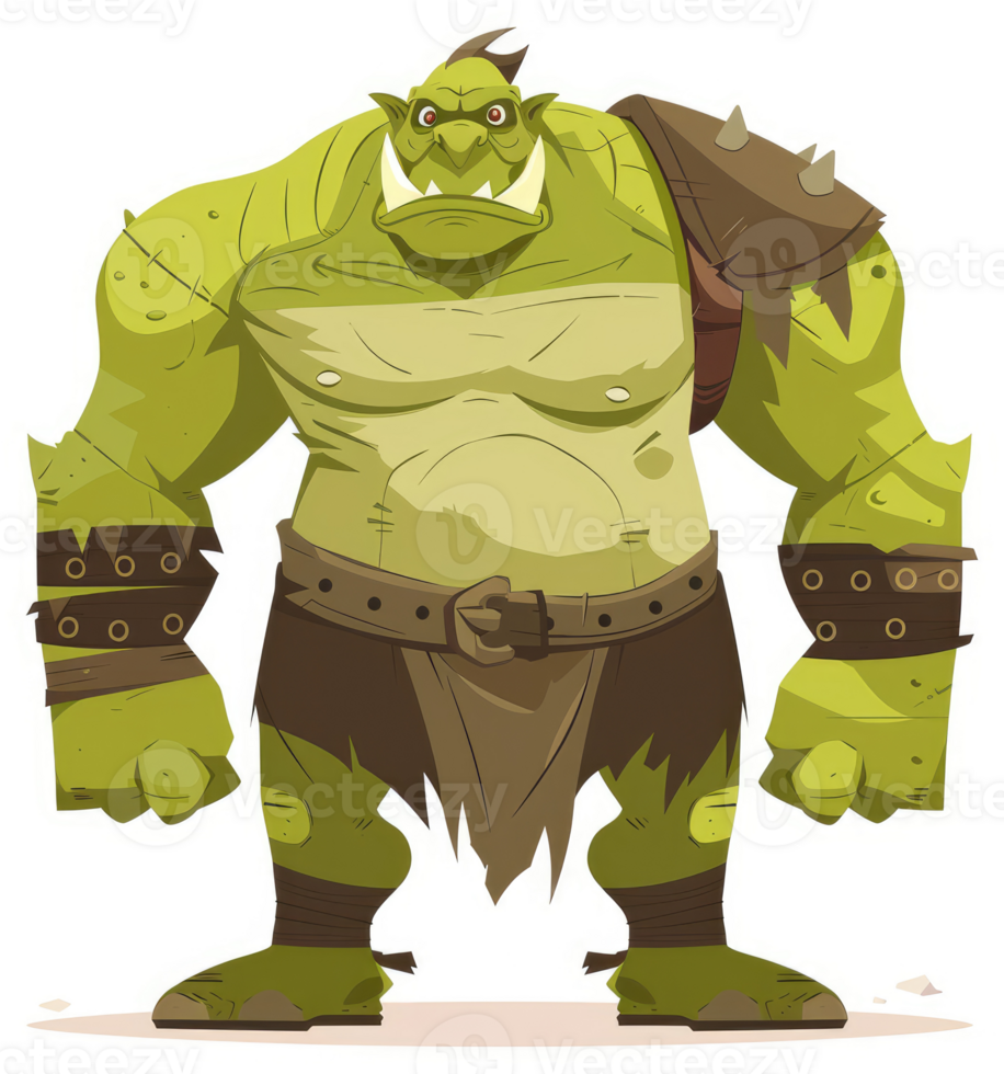 A ferocious cartoon orc with a menacing stance. png