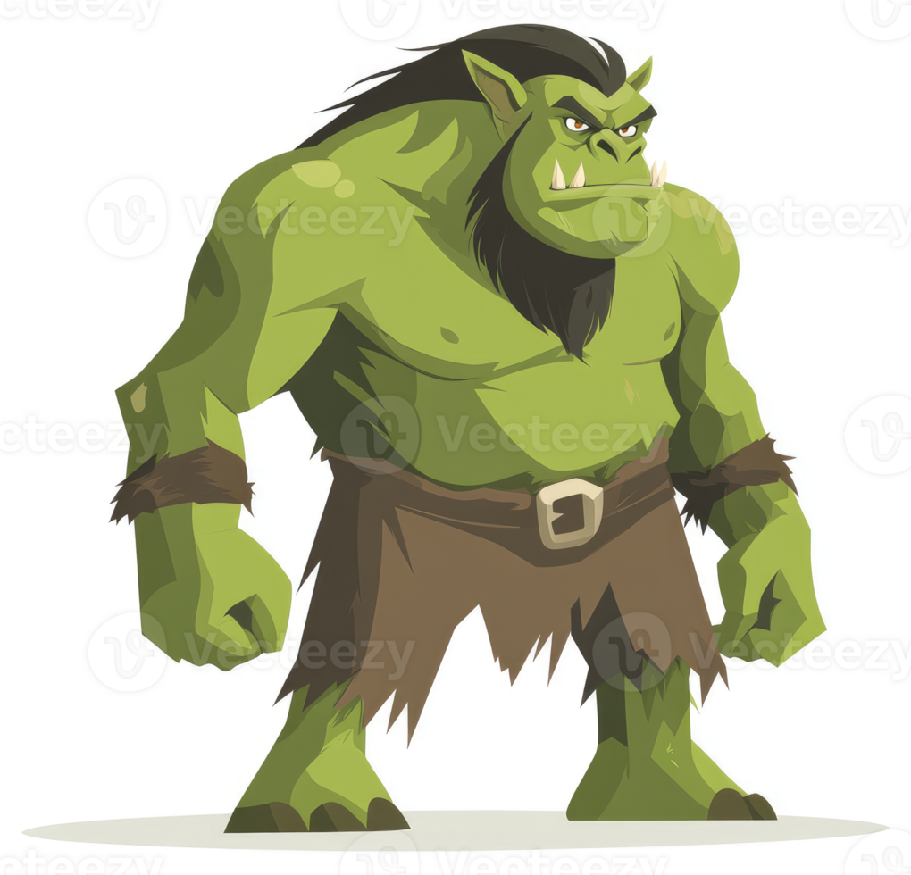 A fierce green ogre with a menacing expression. png