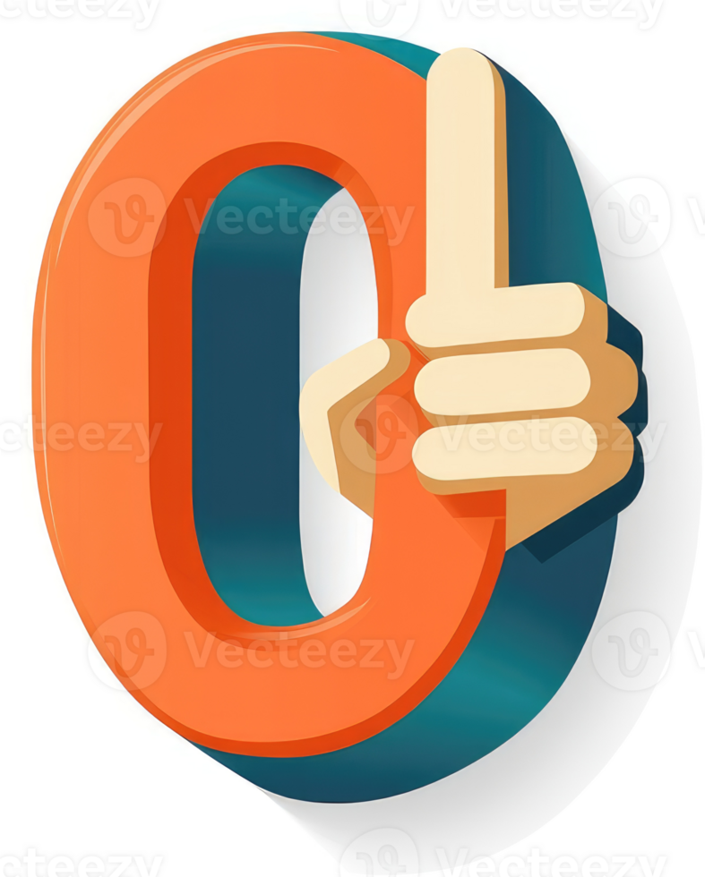 A zero with a thumbs-up, representing excellent achievement. png