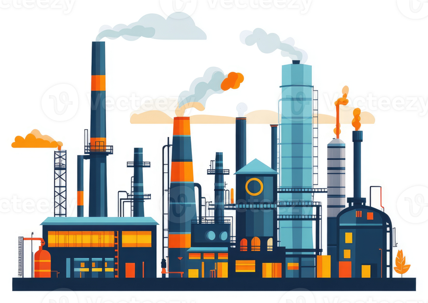 A large industrial complex with multiple smokestacks and buildings. png