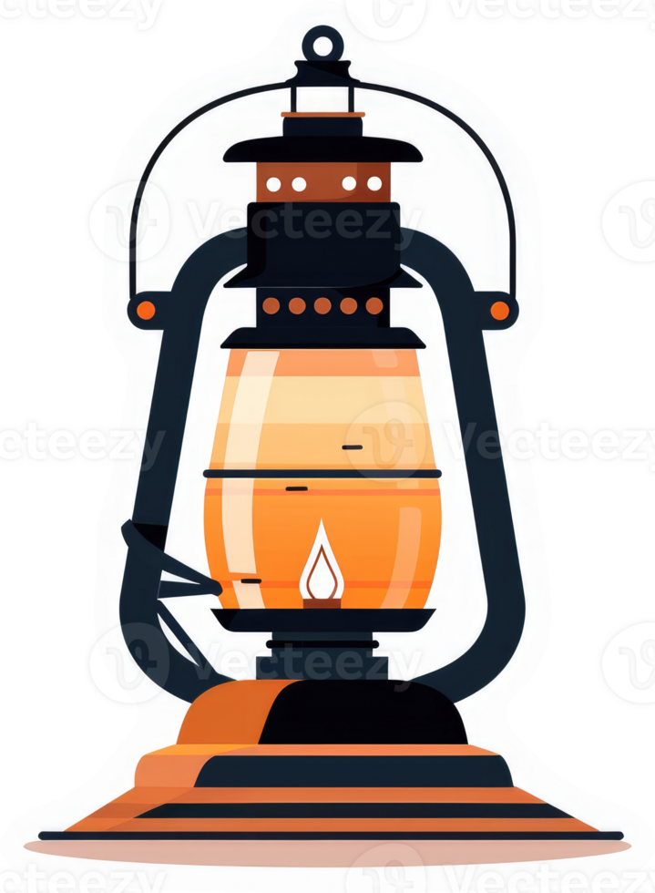 A vintage-style kerosene lamp with an orange-hued flame. png