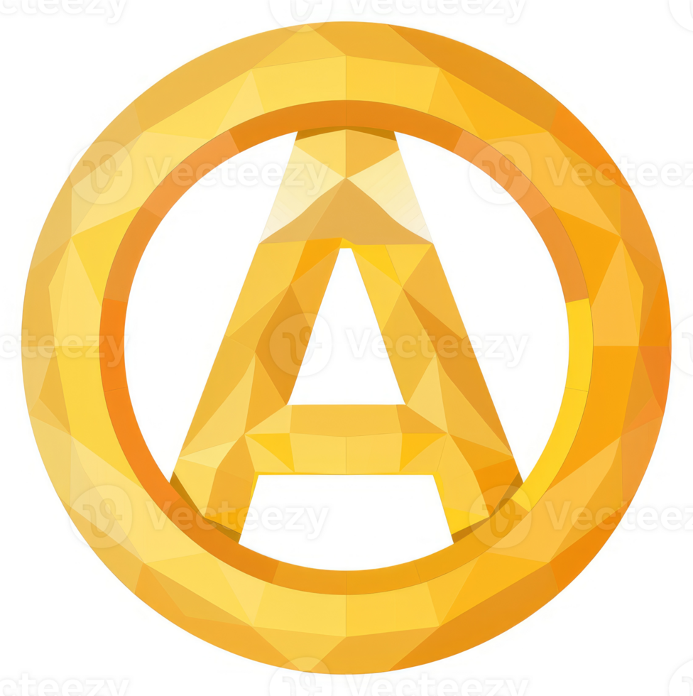 A gold, polygonal, circular symbol of anarchy. png