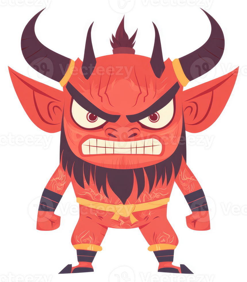 An angry, horned demon with a fierce expression. png