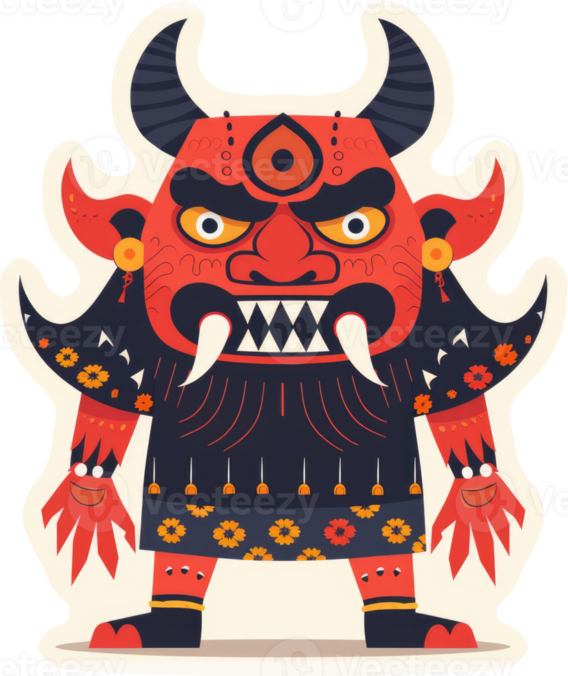 A stylized illustration of a japanese oni demon figure. png