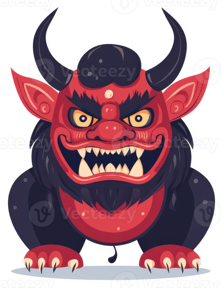 A fierce, cartoonish representation of a Japanese oni demon. png