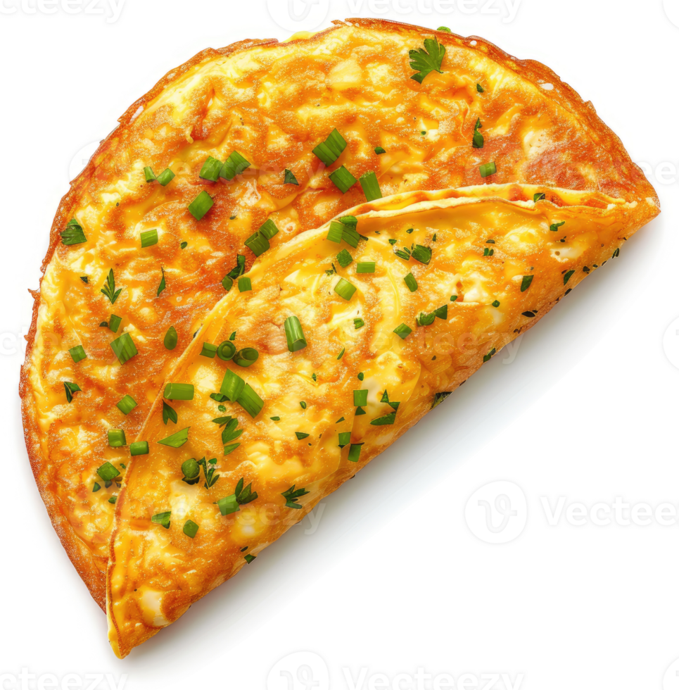 Golden, savory omelet topped with fresh herbs. png