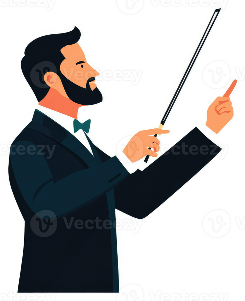 A man in a suit conducting an orchestra. png