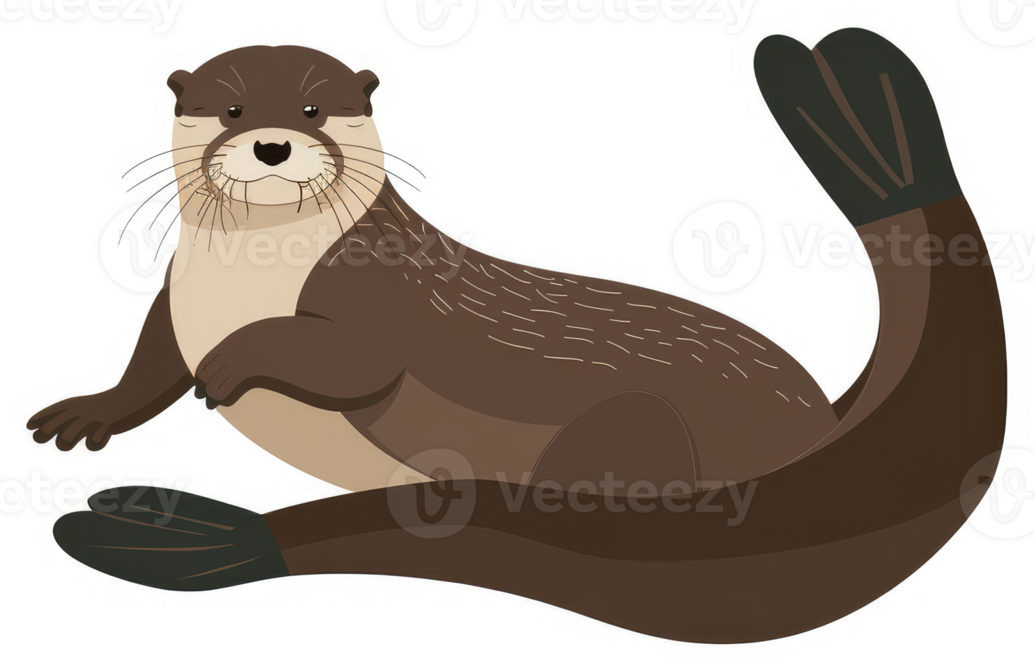 A cartoon illustration of a playful otter. png
