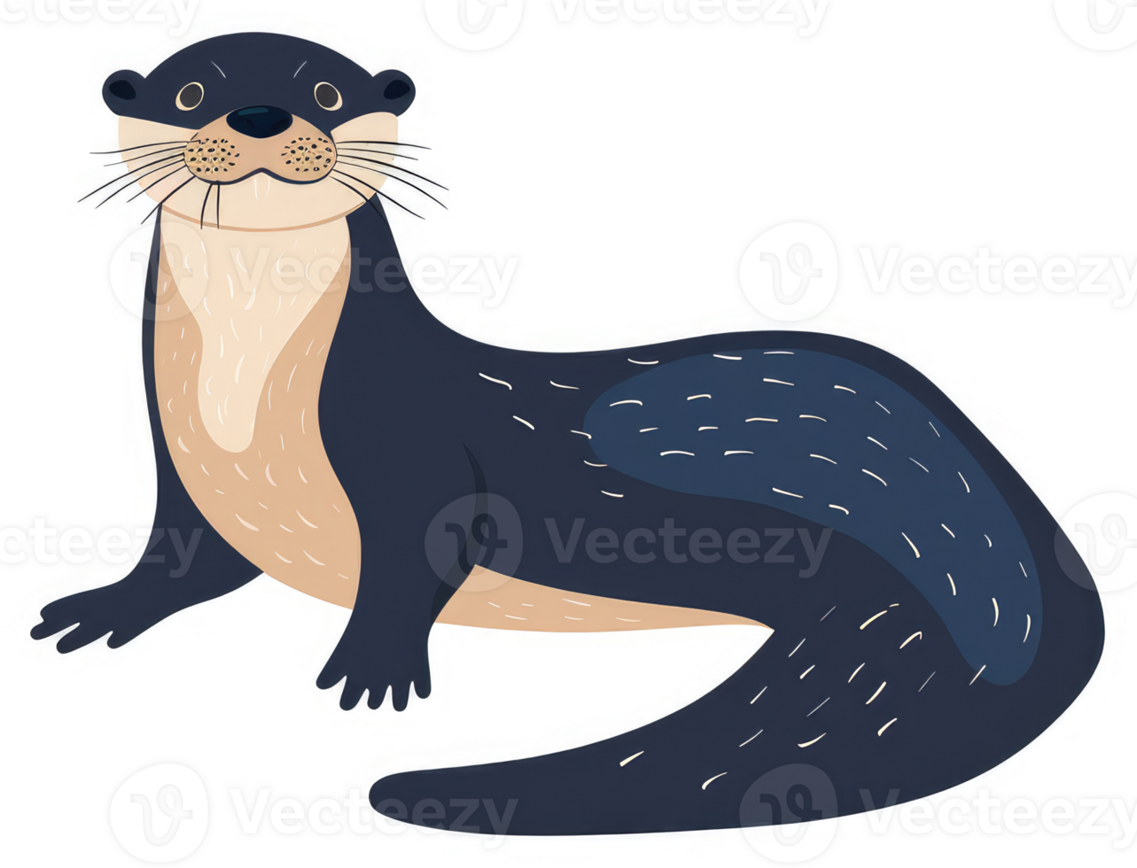 A cartoon illustration of a playful river otter. png