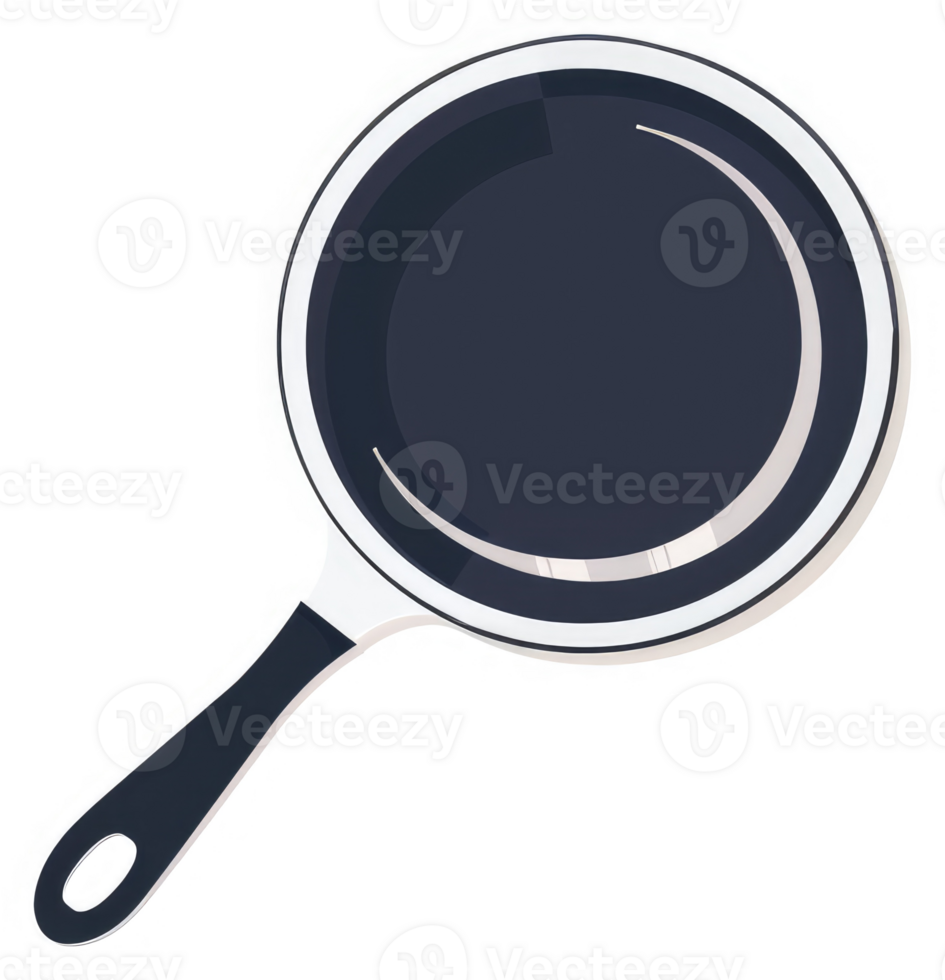 An illustration of a round frying pan with a handle. png