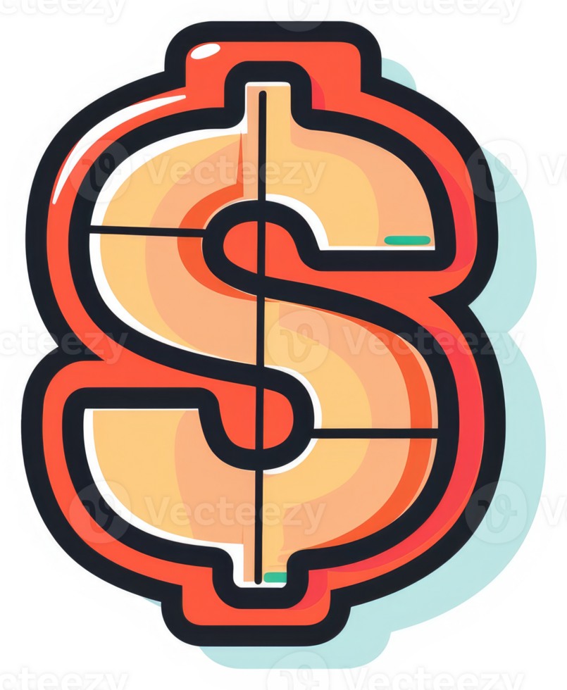 A stylized, colorful graphic representation of a dollar sign. png