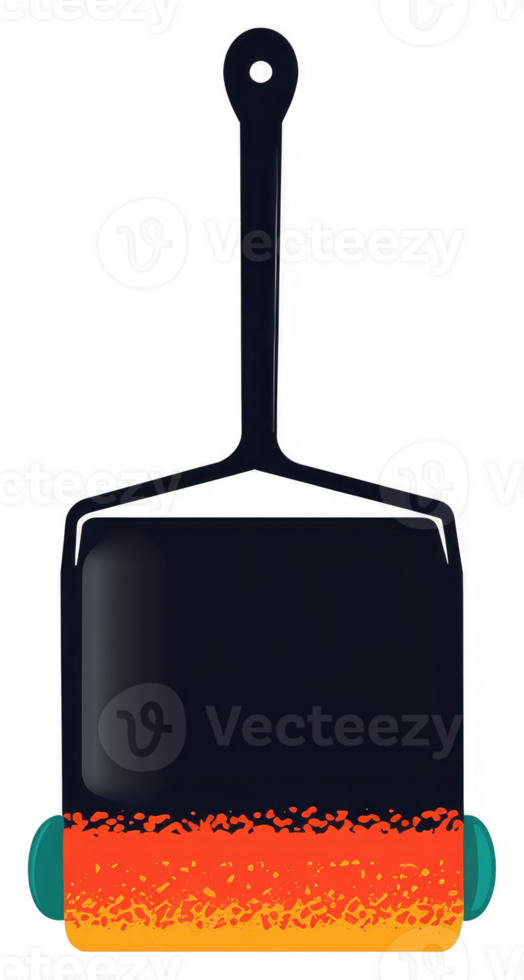 A colorful, stylized illustration of a dustpan with a handle. png