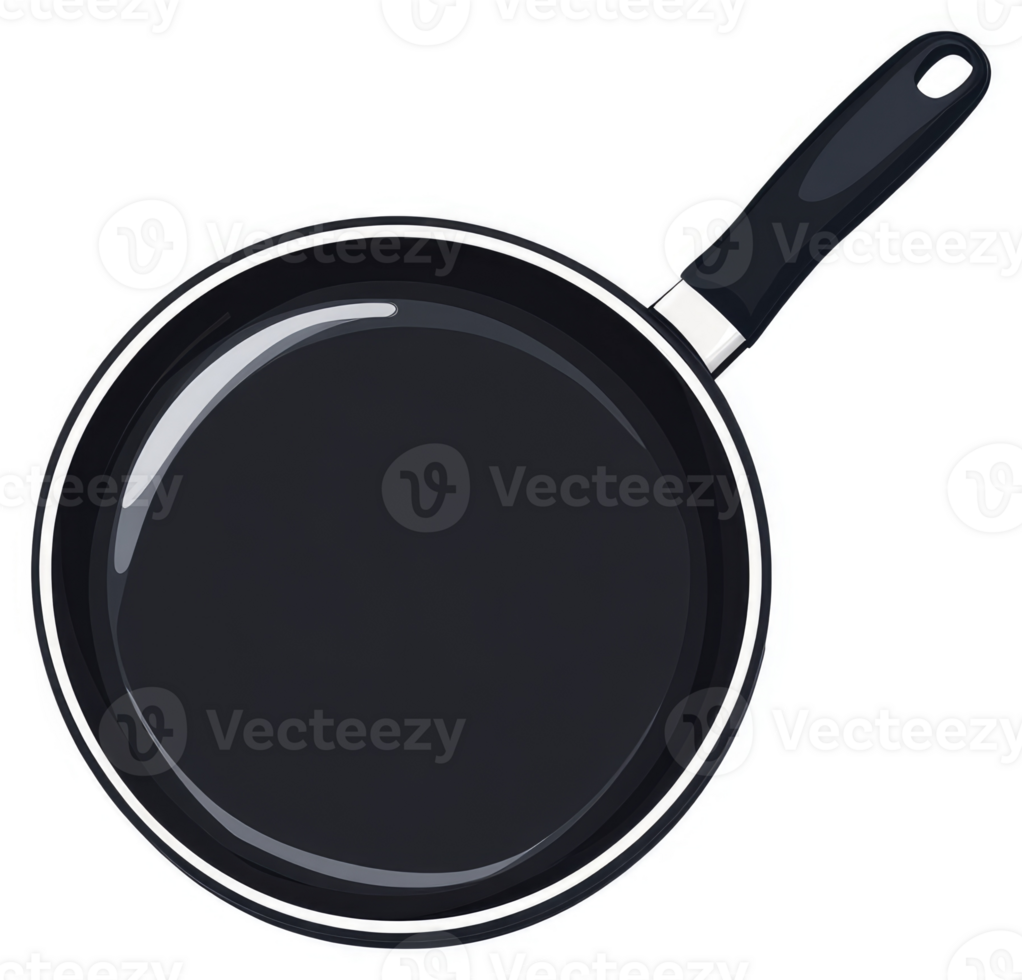 A round, dark-colored frying pan with a handle. png