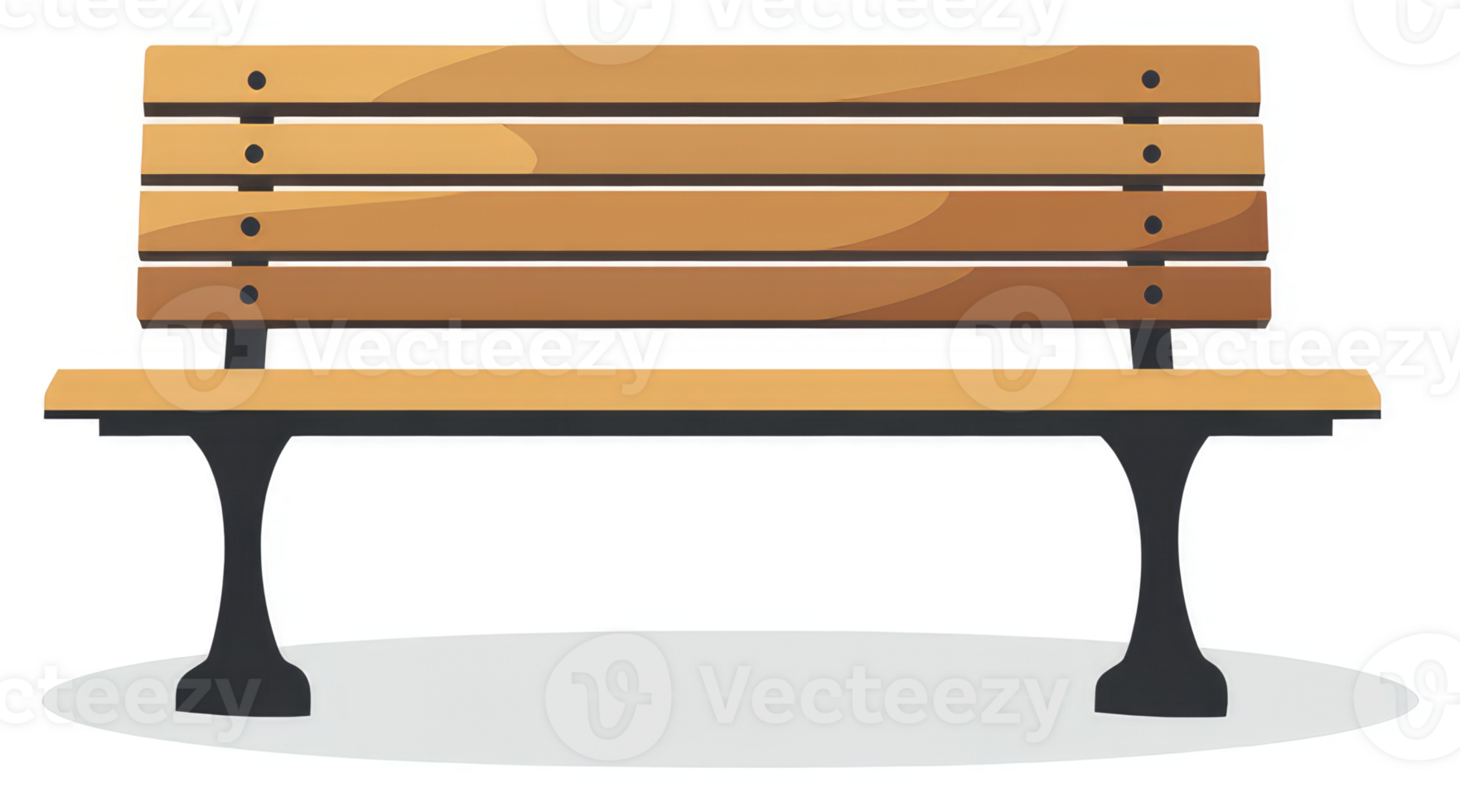 A simple wooden park bench with a flat seat and back. png