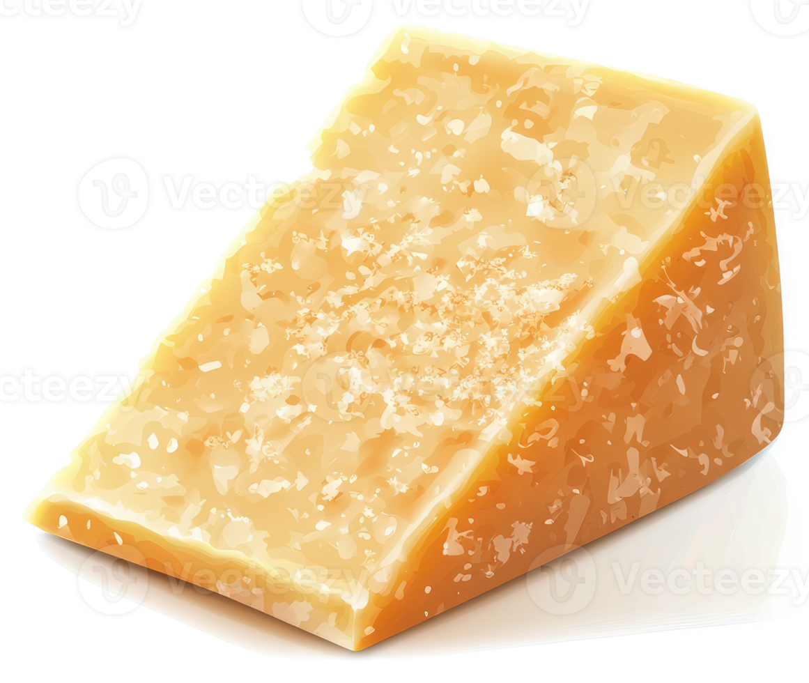 A close-up of a wedge of aged parmesan cheese. png