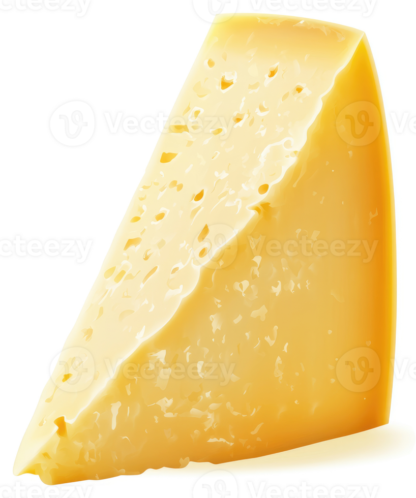 Close-up of a triangular wedge of aged cheese. png