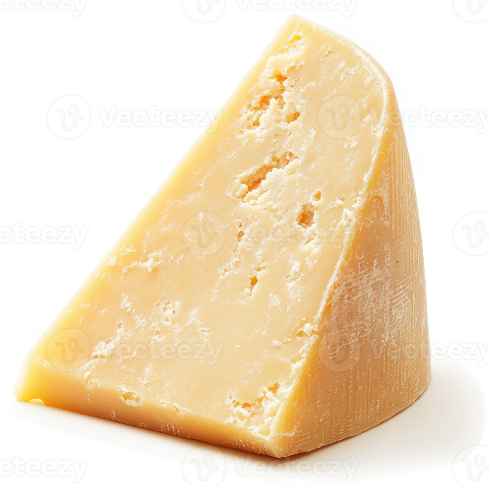A triangular wedge of pale yellow cheese. png