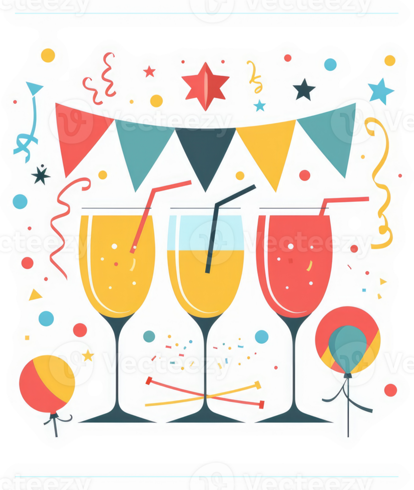 Festive drinks and party decorations for a celebration. png