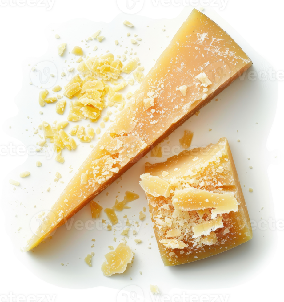 Aged cheese slices with flaky texture. png