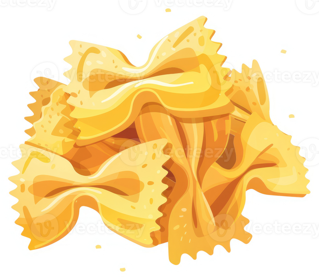 A vibrant pile of farfalle pasta, showcasing its distinct bowtie shape. png