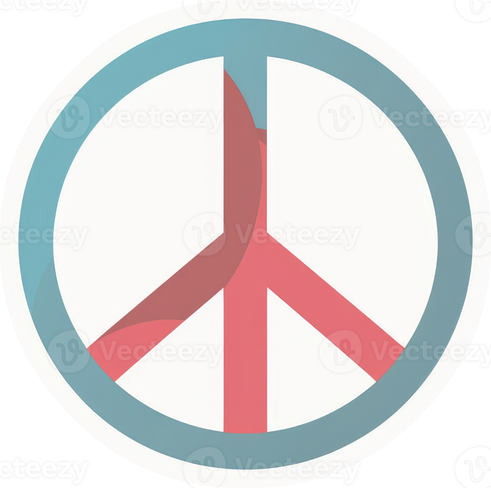 A stylized peace symbol in muted tones of teal and rose. png