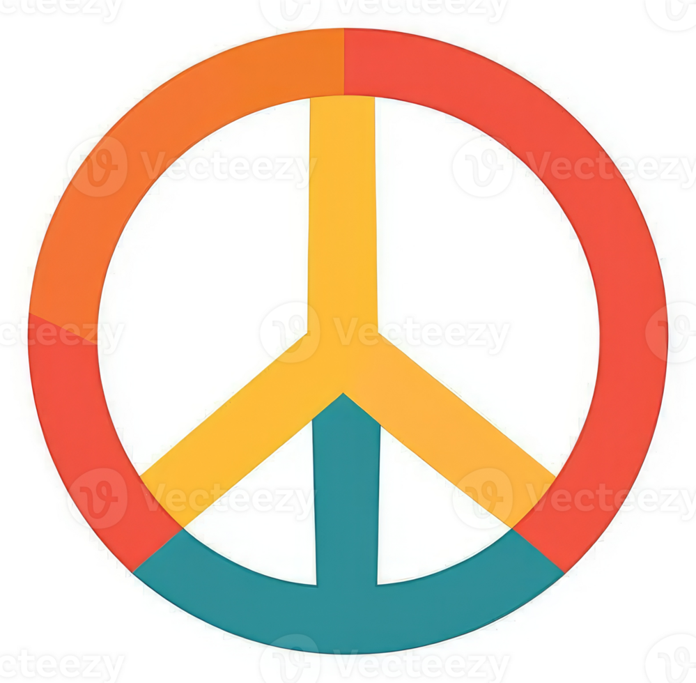 A colorful peace symbol with four sections of various hues. png