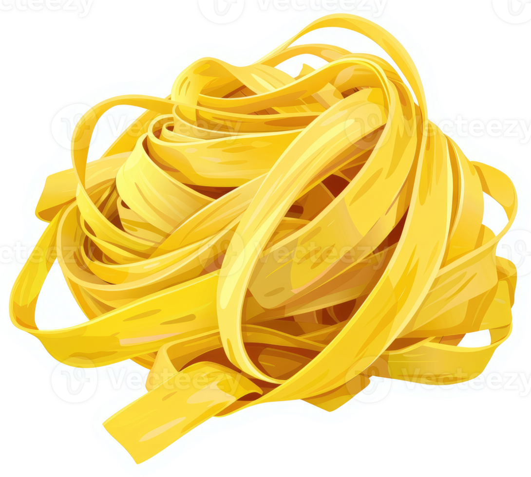A vibrant, illustrated tangle of yellow pasta. png