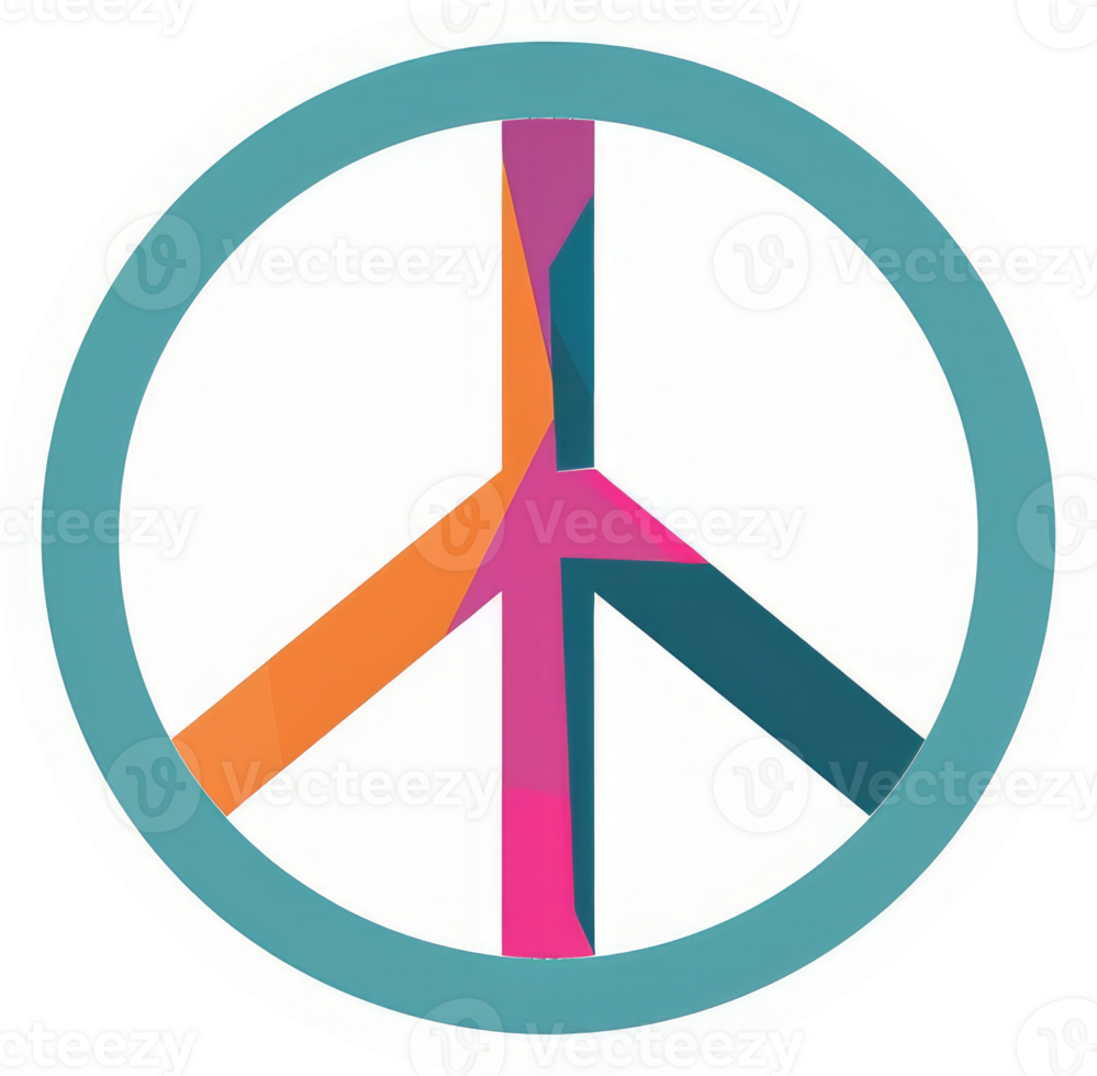 A vibrant peace symbol with overlapping multicolored lines. png
