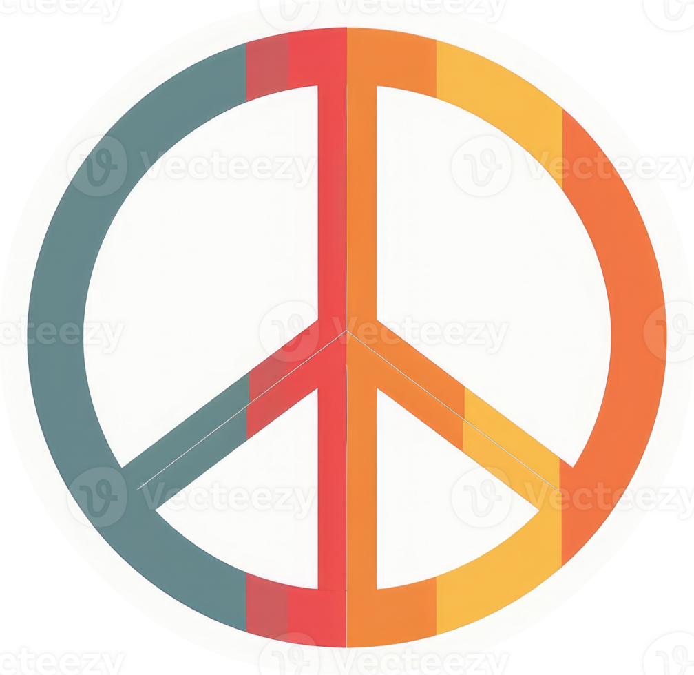 A vibrant peace symbol with colorful, striped design elements. png