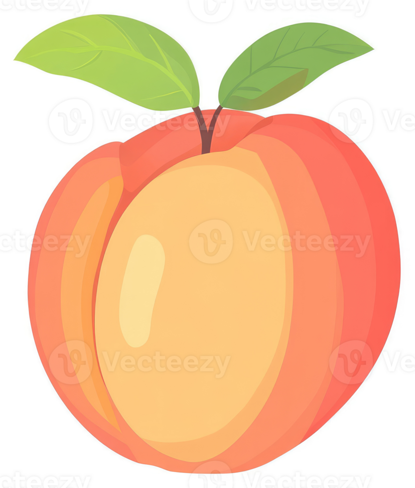 A vibrant, colorful illustration of a peach. png