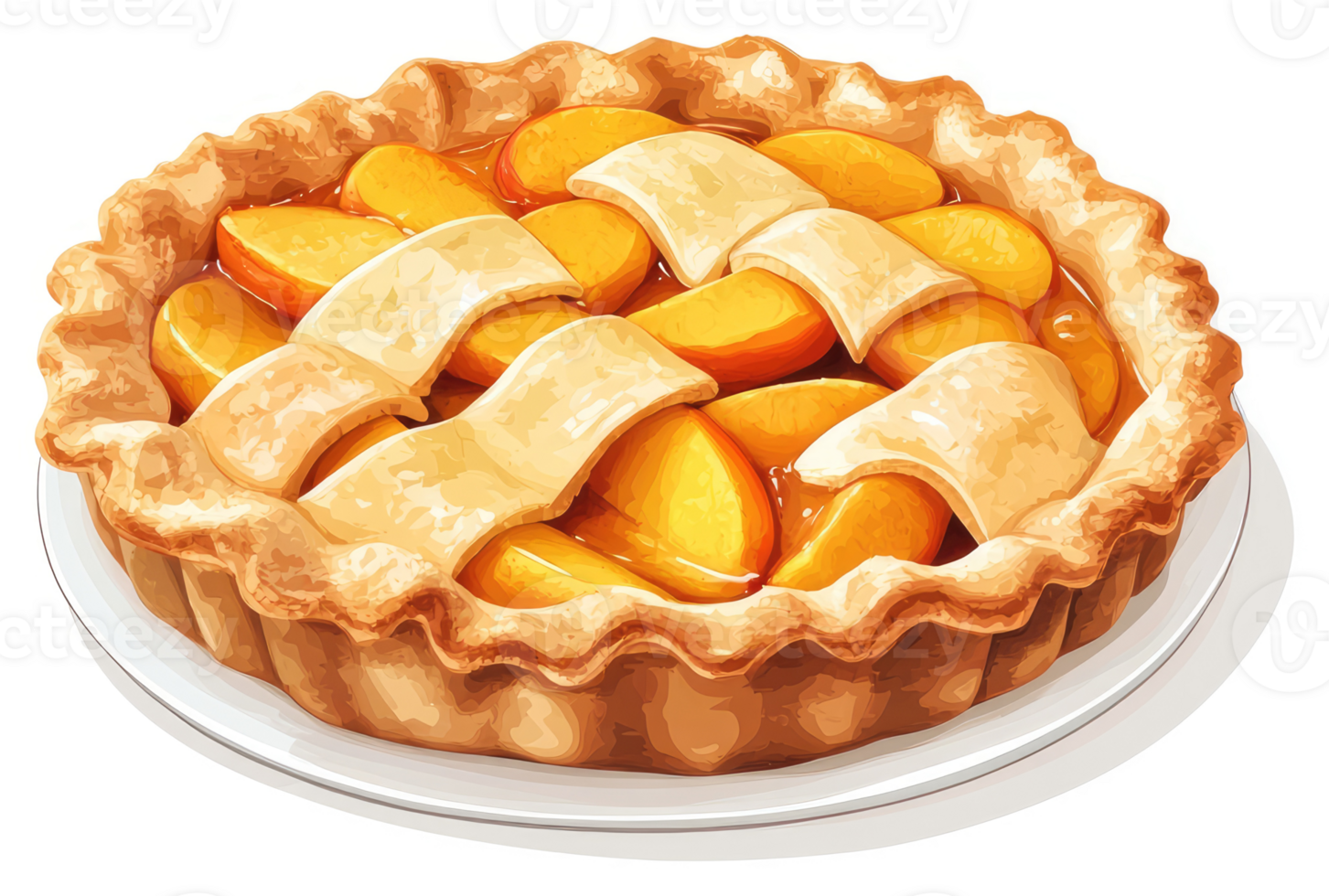 A delicious, golden-brown peach pie with a lattice top. png