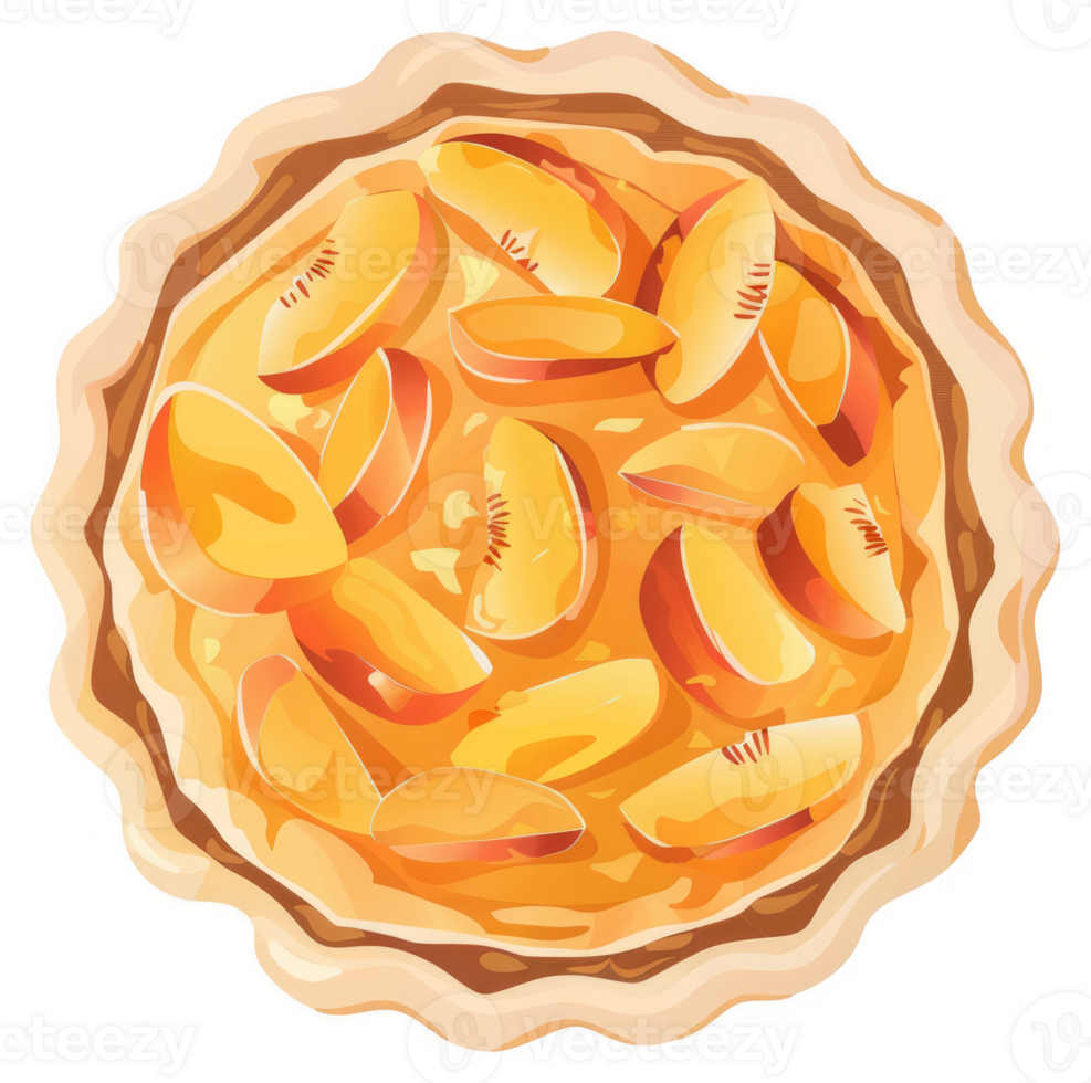 A delectable peach pie with sliced peaches. png
