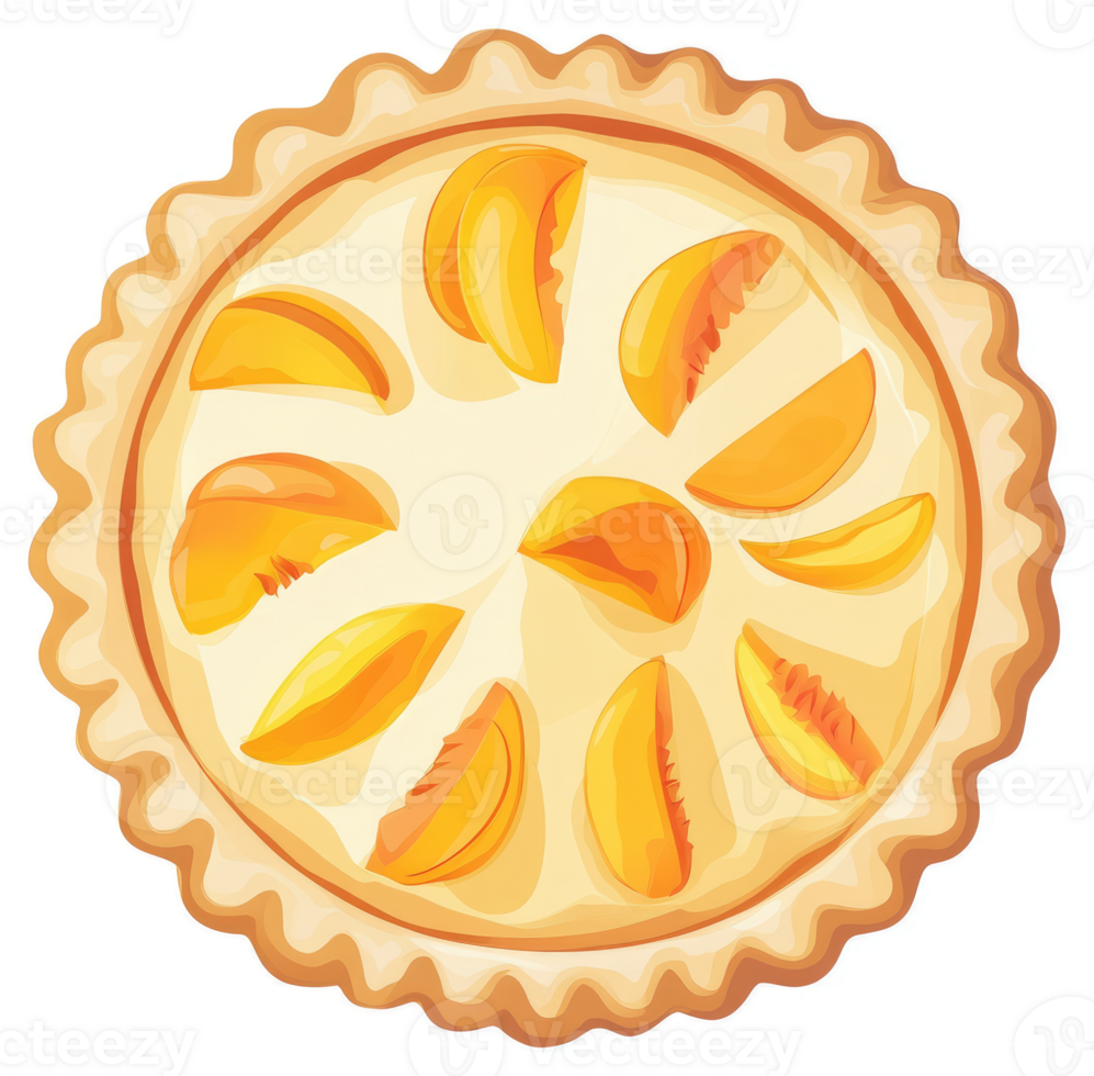 A delectable peach pie with golden crust and juicy slices. png