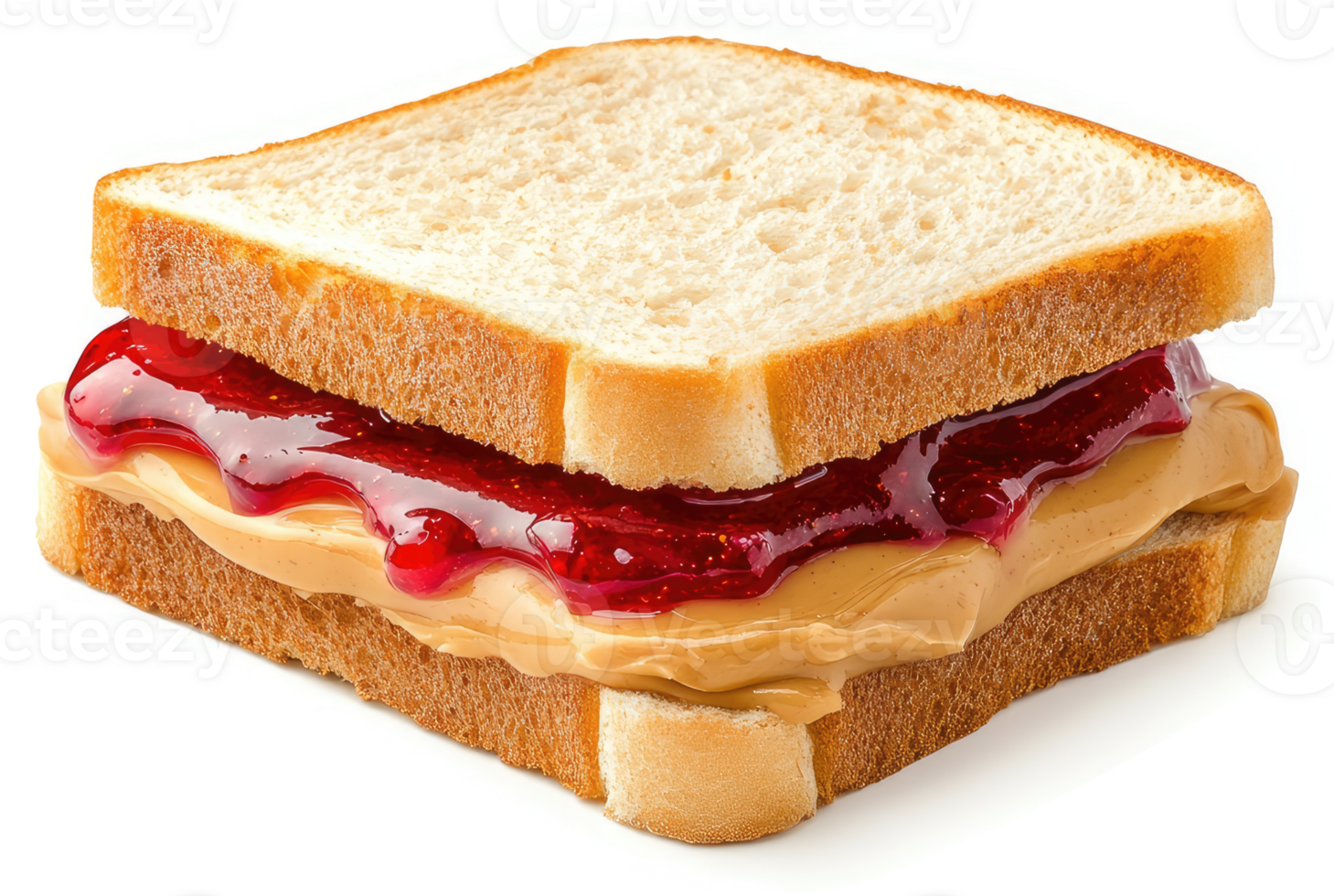 A classic peanut butter and jelly sandwich on white bread. png