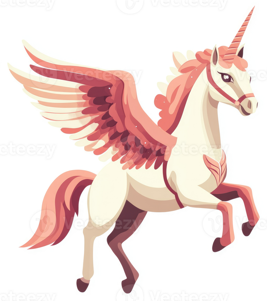 A majestic winged unicorn soaring through the air. png