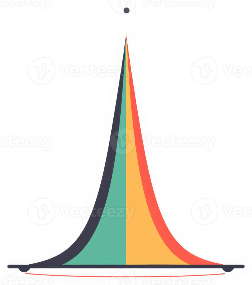 A colorful, tapered graphic design with a pointed apex. png