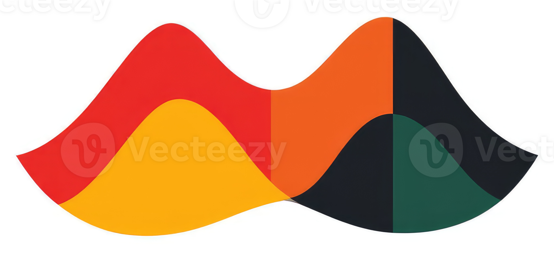 A stylized representation of interconnected, colorful, undulating hills. png