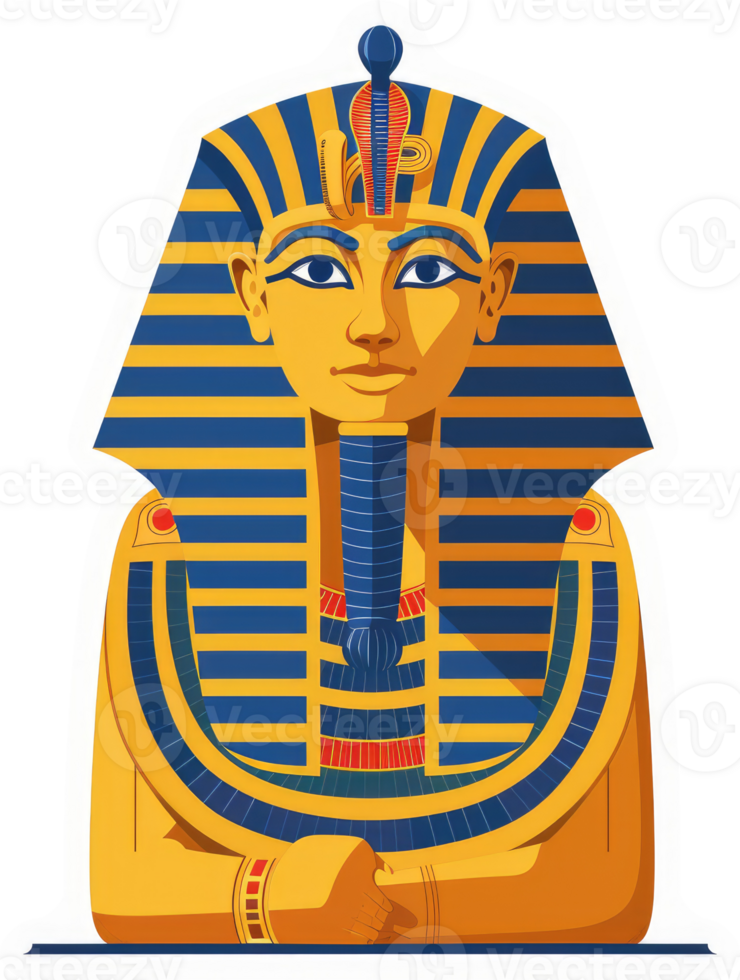 A stylized illustration of the iconic golden mask of an ancient Egyptian pharaoh. png