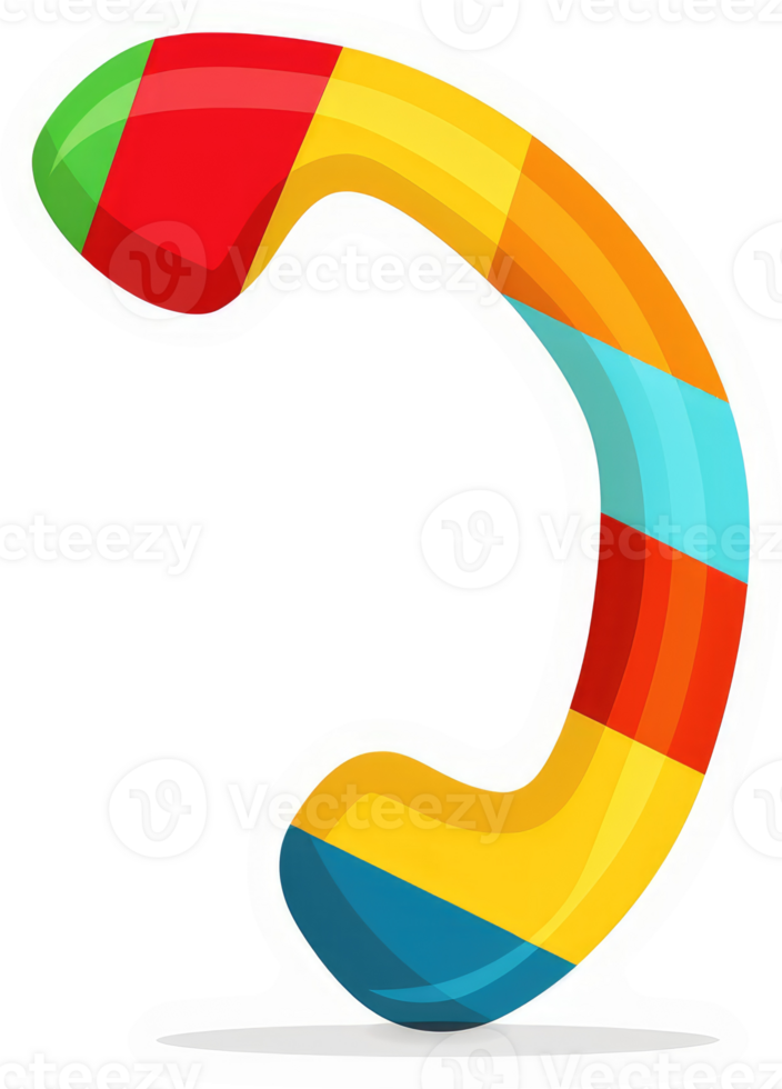 A colorful, stylized telephone handset icon with multicolored stripes. png