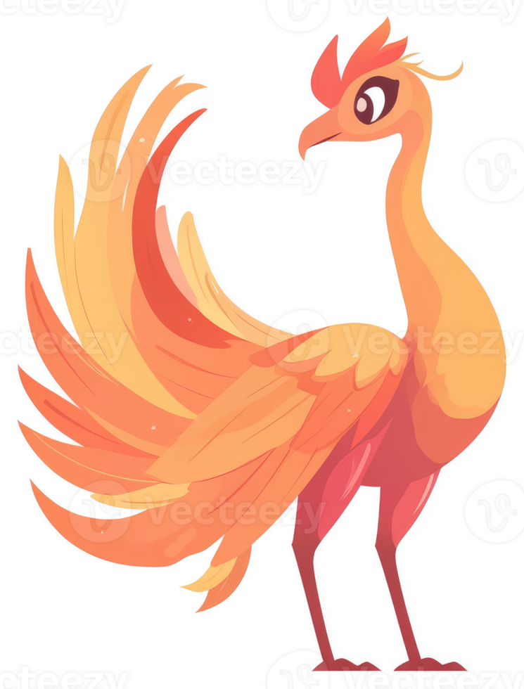 A vibrant illustration of a stylized phoenix. png