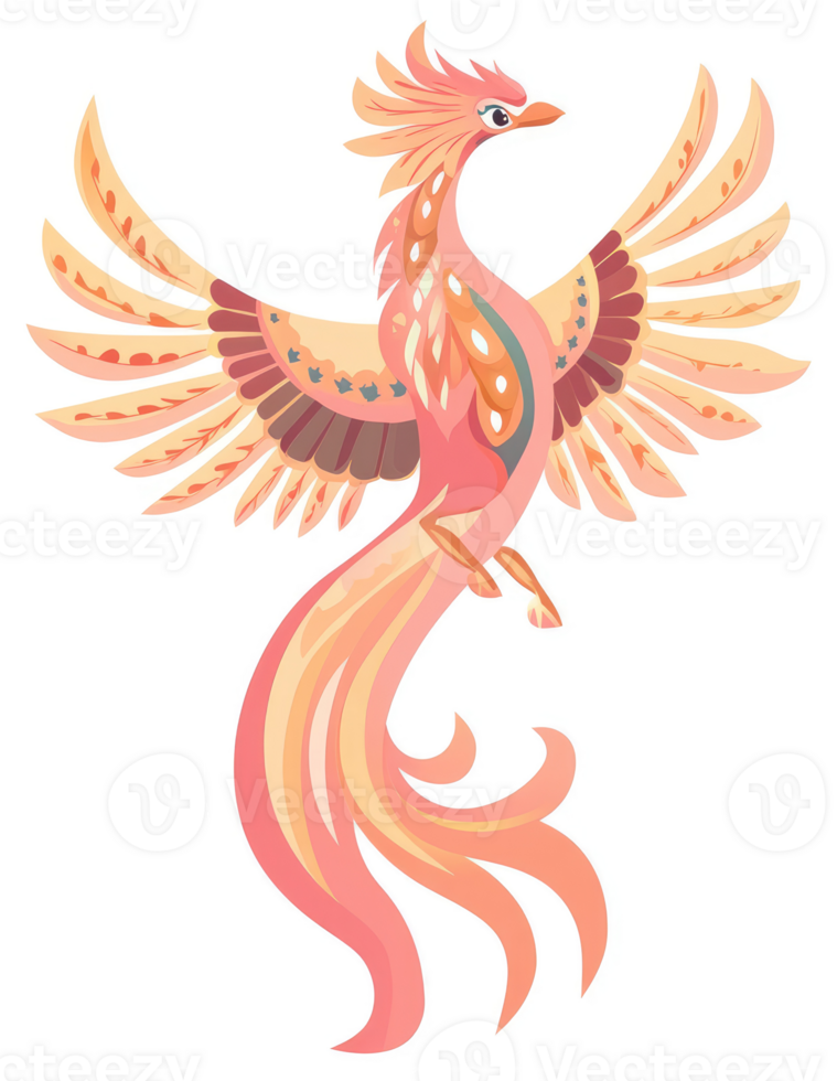 A vibrant, stylized depiction of a mythical phoenix. png