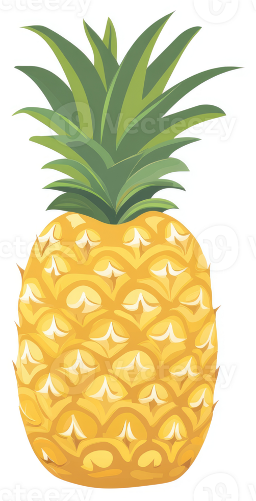 A vibrant illustration of a whole, ripe pineapple. png