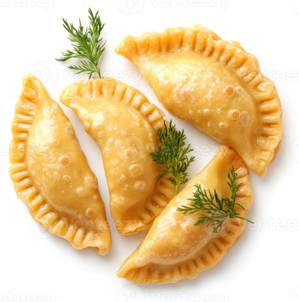 Golden-brown, crispy pierogi with a hint of dill. png