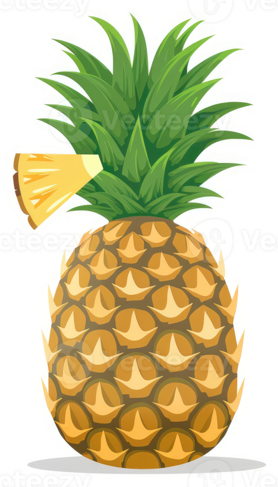 A vibrant illustration of a pineapple with a slice. png